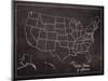USA Map (chalk)-Sparx Studio-Mounted Giclee Print