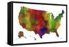 USA Map Clr 1-Marlene Watson-Framed Stretched Canvas