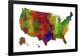 USA Map Clr 1-Marlene Watson-Framed Giclee Print