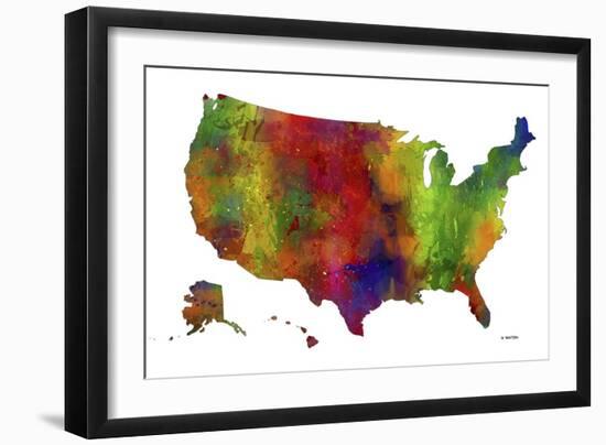 USA Map Clr 1-Marlene Watson-Framed Giclee Print