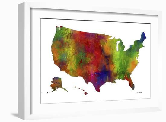 USA Map Clr 1-Marlene Watson-Framed Giclee Print