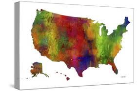 USA Map Clr 1-Marlene Watson-Stretched Canvas