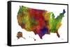 USA Map Clr 1-Marlene Watson-Framed Stretched Canvas