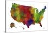 USA Map Clr 1-Marlene Watson-Stretched Canvas