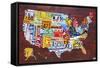 USA Map Edition 15-Design Turnpike-Framed Stretched Canvas