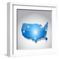 Usa Map Network Connection Concept Illustration-alexmillos-Framed Art Print