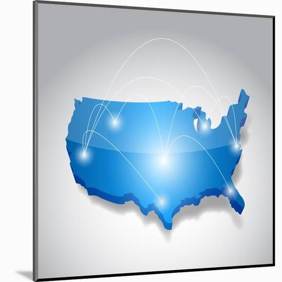 Usa Map Network Connection Concept Illustration-alexmillos-Mounted Art Print