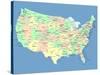 Usa Map With Names Of States And Cities-IndianSummer-Stretched Canvas