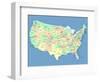 Usa Map With Names Of States And Cities-IndianSummer-Framed Art Print