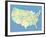 Usa Map With Names Of States And Cities-IndianSummer-Framed Art Print