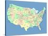 Usa Map With Names Of States And Cities-IndianSummer-Stretched Canvas