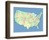 Usa Map With Names Of States And Cities-IndianSummer-Framed Art Print