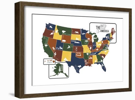 USA Map-Katelyn Lynch-Framed Art Print