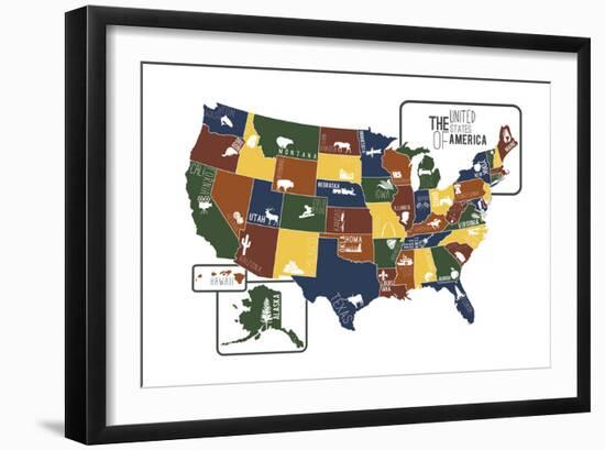 USA Map-Katelyn Lynch-Framed Art Print