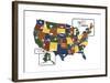 USA Map-Katelyn Lynch-Framed Art Print