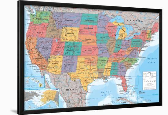 USA Map-null-Lamina Framed Poster