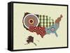 USA Map-Lanre Adefioye-Framed Stretched Canvas