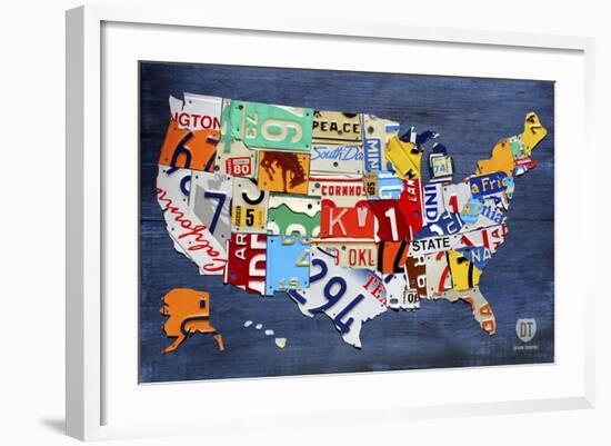 USA Map-Design Turnpike-Framed Giclee Print