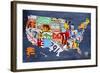 USA Map-Design Turnpike-Framed Giclee Print