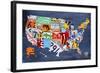 USA Map-Design Turnpike-Framed Giclee Print