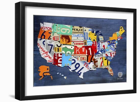 USA Map-Design Turnpike-Framed Giclee Print