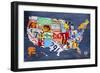 USA Map-Design Turnpike-Framed Giclee Print