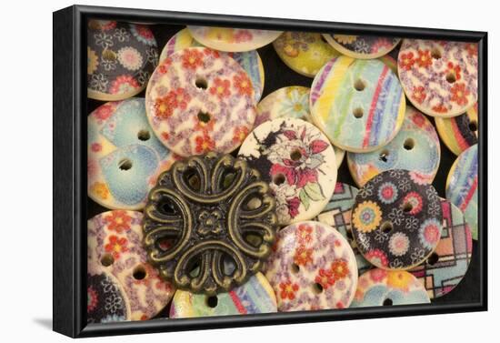 USA, Martinsville, Indiana. Macro of a pile of buttons.-Deborah Winchester-Framed Photographic Print