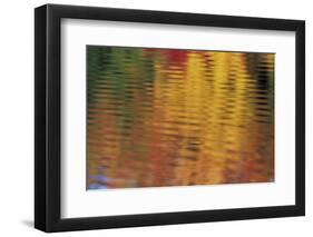 Usa, Massachusetts, Acton. Reflection of autumn foliage in pond with ripples.-Merrill Images-Framed Photographic Print