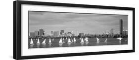 Usa, Massachusetts, Boston, Charles River, View of Boats on a River by a City-null-Framed Photographic Print