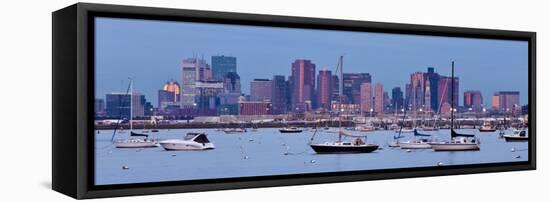 USA, Massachusetts, Boston, City Skyline and Boats Moored in the Harbour-Gavin Hellier-Framed Stretched Canvas