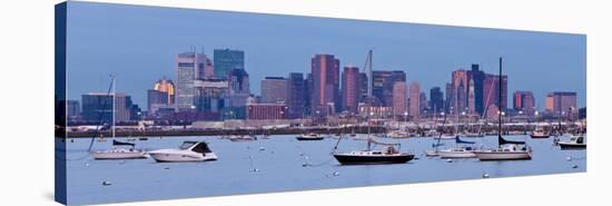 USA, Massachusetts, Boston, City Skyline and Boats Moored in the Harbour-Gavin Hellier-Stretched Canvas