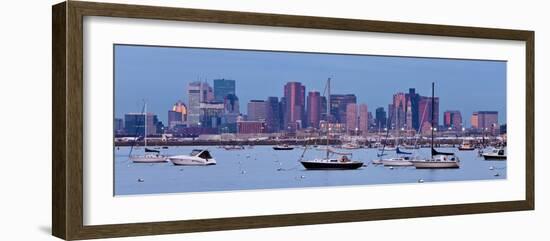 USA, Massachusetts, Boston, City Skyline and Boats Moored in the Harbour-Gavin Hellier-Framed Photographic Print