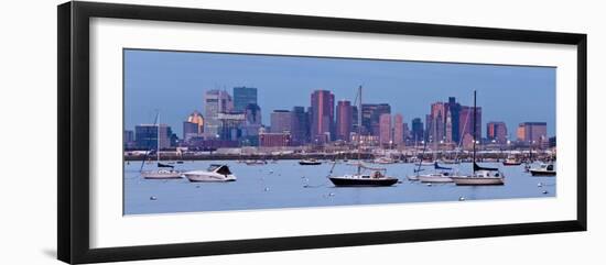 USA, Massachusetts, Boston, City Skyline and Boats Moored in the Harbour-Gavin Hellier-Framed Photographic Print