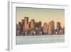 USA, Massachusetts, Boston. City skyline from Boston Harbor at dawn.-Walter Bibikow-Framed Photographic Print