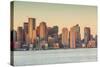 USA, Massachusetts, Boston. City skyline from Boston Harbor at dawn.-Walter Bibikow-Stretched Canvas