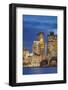 USA, Massachusetts, Boston. City skyline from Boston Harbor at dusk.-Walter Bibikow-Framed Photographic Print