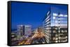 USA, Massachusetts, Boston of the new Seaport District at dusk-Walter Bibikow-Framed Stretched Canvas