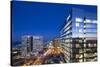 USA, Massachusetts, Boston of the new Seaport District at dusk-Walter Bibikow-Stretched Canvas