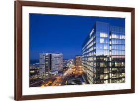 USA, Massachusetts, Boston of the new Seaport District at dusk-Walter Bibikow-Framed Premium Photographic Print