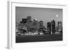 USA, Massachusetts, Boston, Panoramic view of a city skyline at night (Black And White)-null-Framed Photographic Print