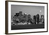 USA, Massachusetts, Boston, Panoramic view of a city skyline at night (Black And White)-null-Framed Photographic Print