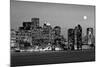 USA, Massachusetts, Boston, Panoramic view of a city skyline at night (Black And White)-null-Mounted Photographic Print