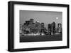USA, Massachusetts, Boston, Panoramic view of a city skyline at night (Black And White)-null-Framed Photographic Print