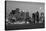 USA, Massachusetts, Boston, Panoramic view of a city skyline at night (Black And White)-null-Stretched Canvas