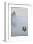 USA, Massachusetts, Cape Ann, boats in Annisquam Harbor in fog-Walter Bibikow-Framed Photographic Print