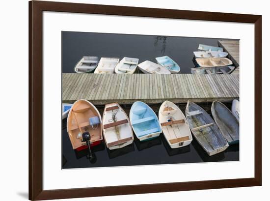 USA, Massachusetts, Cape Ann, boats in Annisquam Harbor-Walter Bibikow-Framed Premium Photographic Print