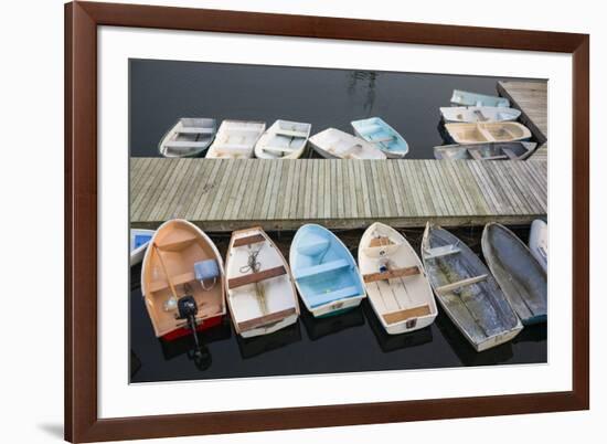 USA, Massachusetts, Cape Ann, boats in Annisquam Harbor-Walter Bibikow-Framed Premium Photographic Print