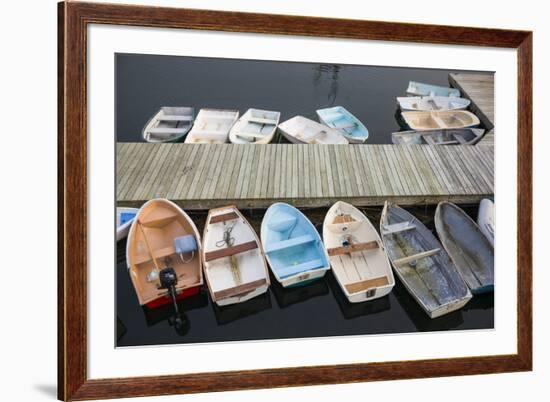 USA, Massachusetts, Cape Ann, boats in Annisquam Harbor-Walter Bibikow-Framed Premium Photographic Print