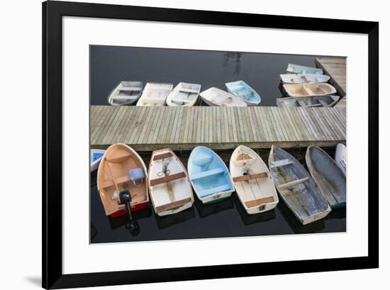 USA, Massachusetts, Cape Ann, boats in Annisquam Harbor-Walter Bibikow-Framed Premium Photographic Print