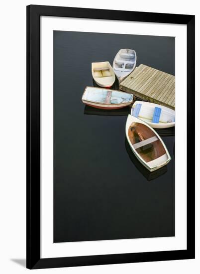 USA, Massachusetts, Cape Ann, boats in Annisquam Harbor-Walter Bibikow-Framed Premium Photographic Print